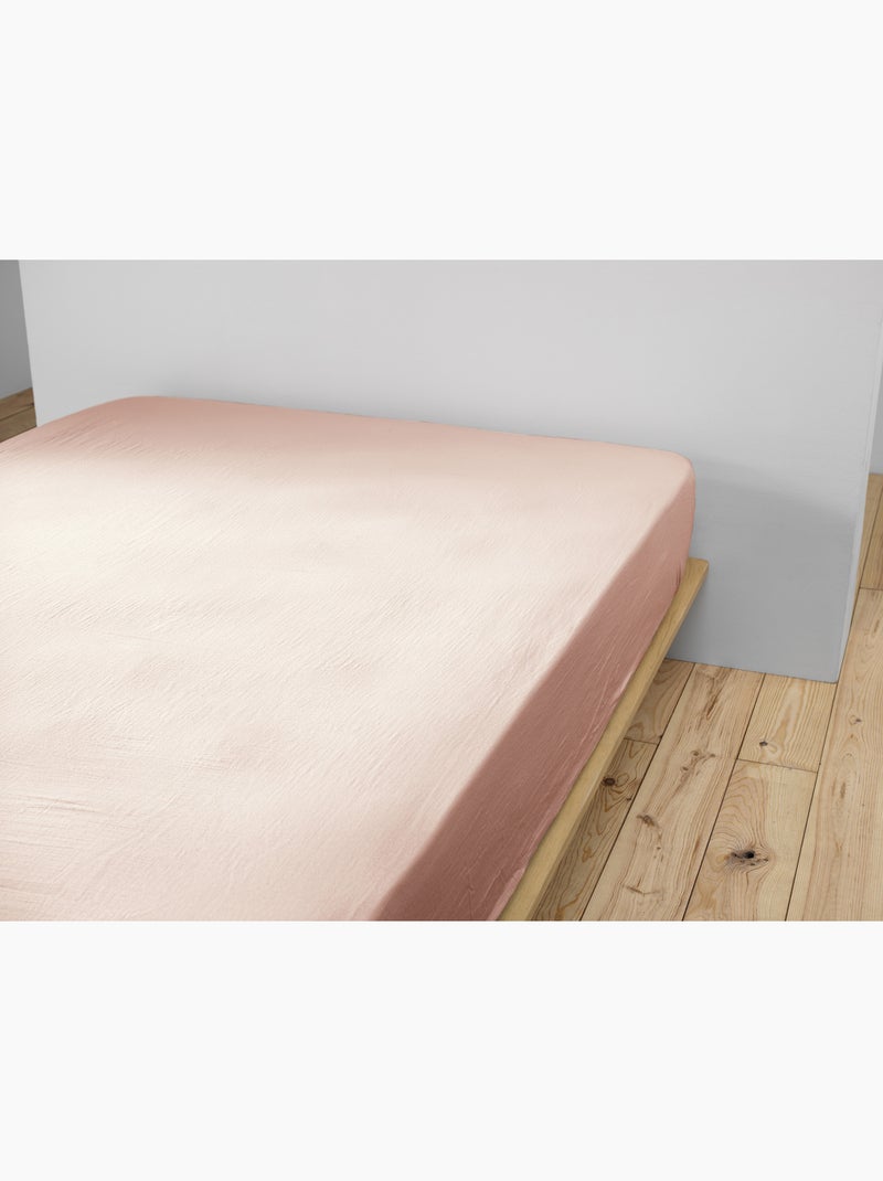 Pack Drap Housse + 2 Taies d’Oreiller Double Gaze de Coton GAÏA Rose saumon - Kiabi