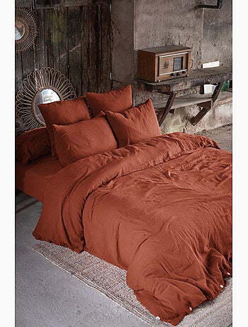 Pack Drap Housse + 2 Taies d’Oreiller Double Gaze de Coton GAÏA