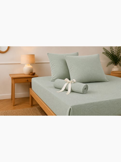 Pack Drap Housse + 2 Taies d’Oreiller Double Gaze de Coton GAÏA - Kiabi