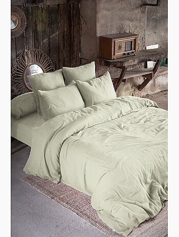 Pack Drap Housse + 2 Taies d’Oreiller Double Gaze de Coton GAÏA
