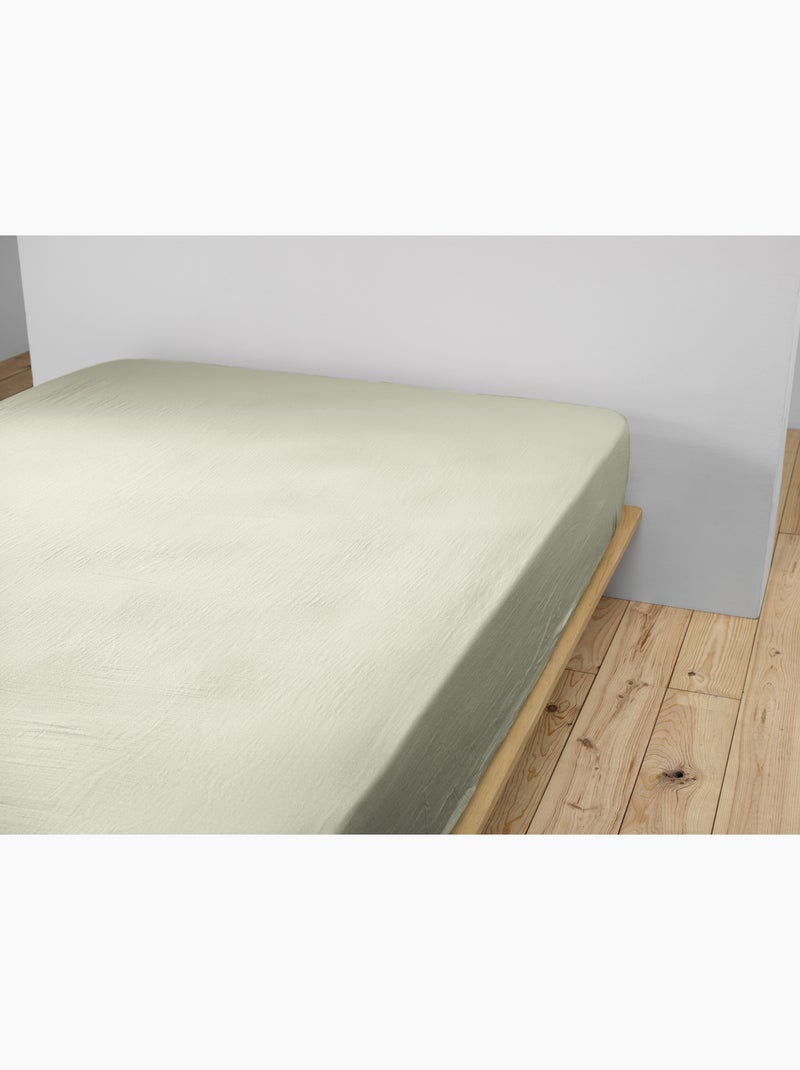 Pack Drap Housse + 2 Taies d’Oreiller Double Gaze de Coton GAÏA Vert d'eau - Kiabi