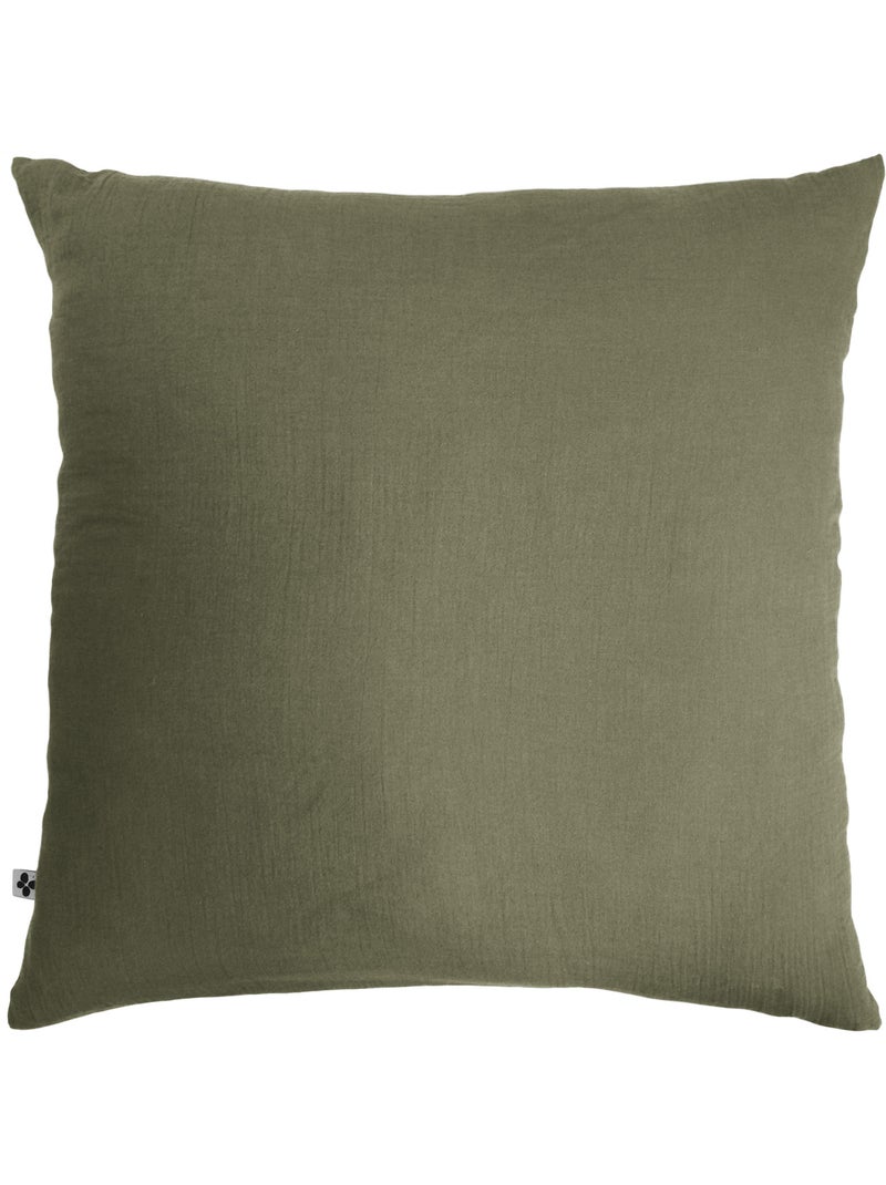 Pack Drap Housse + 2 Taies d’Oreiller Double Gaze de Coton GAÏA Vert romarin - Kiabi