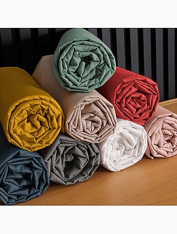 Pack drap housse king size + 2 taies en percale 78 fils