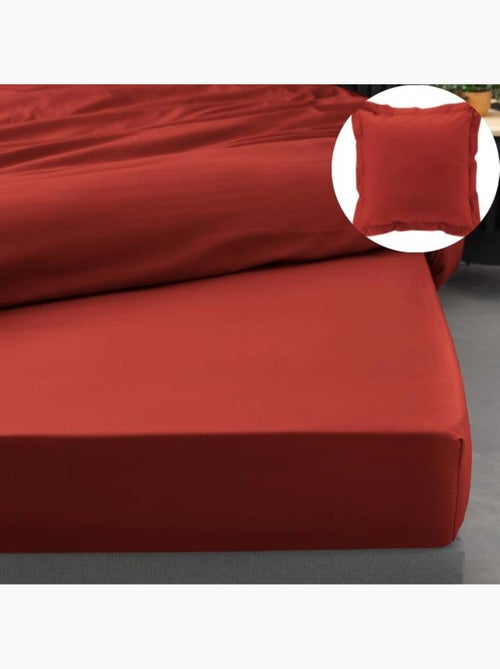 Pack drap housse king size + 2 taies en percale 78 fils - Kiabi