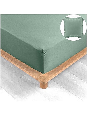Pack drap housse king size + 2 taies en percale 78 fils