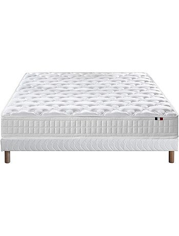 Pack ensemble matelas ressorts ASTRE, sommier, couette et oreillers - Sommier - Bleu denim