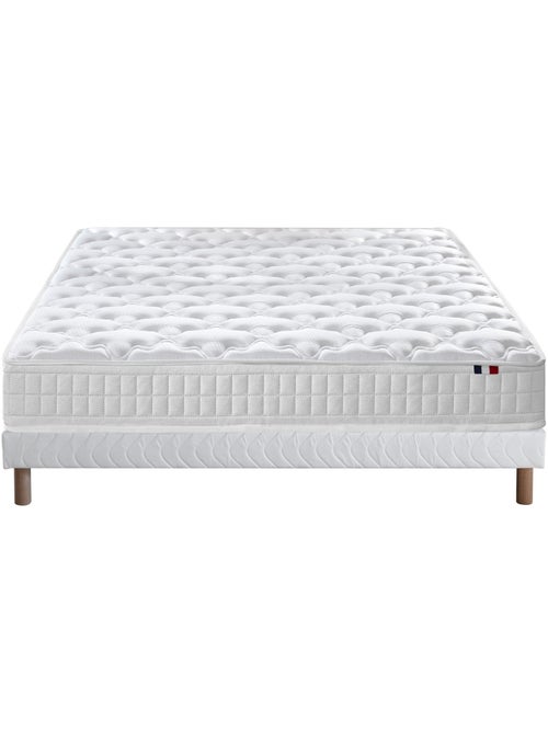 Pack ensemble matelas ressorts ASTRE, sommier, couette et oreillers - Sommier - Blanc - Kiabi