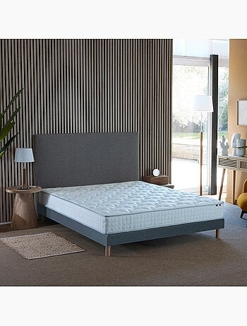 Pack ensemble matelas ressorts ASTRE, sommier, couette et oreillers - Sommier - Bleu denim
