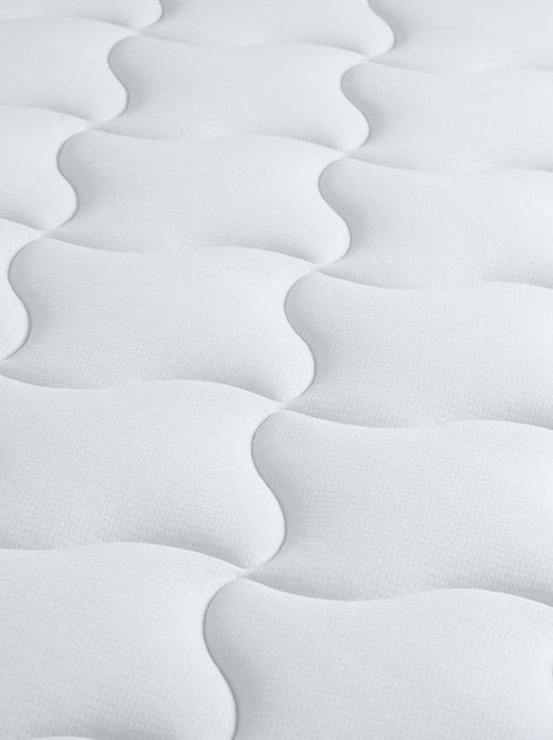 Pack Ensemble Matelas Ressorts + Mémoire de forme + sommier + couette + oreillers, Sommier Gris - Kiabi