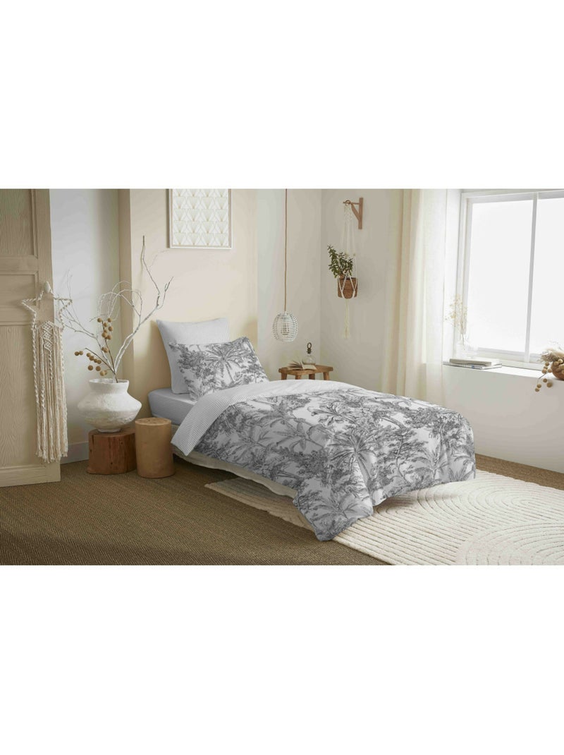 Pack évasion — housse de couette avec drap housse et 2 taies Gris - Kiabi