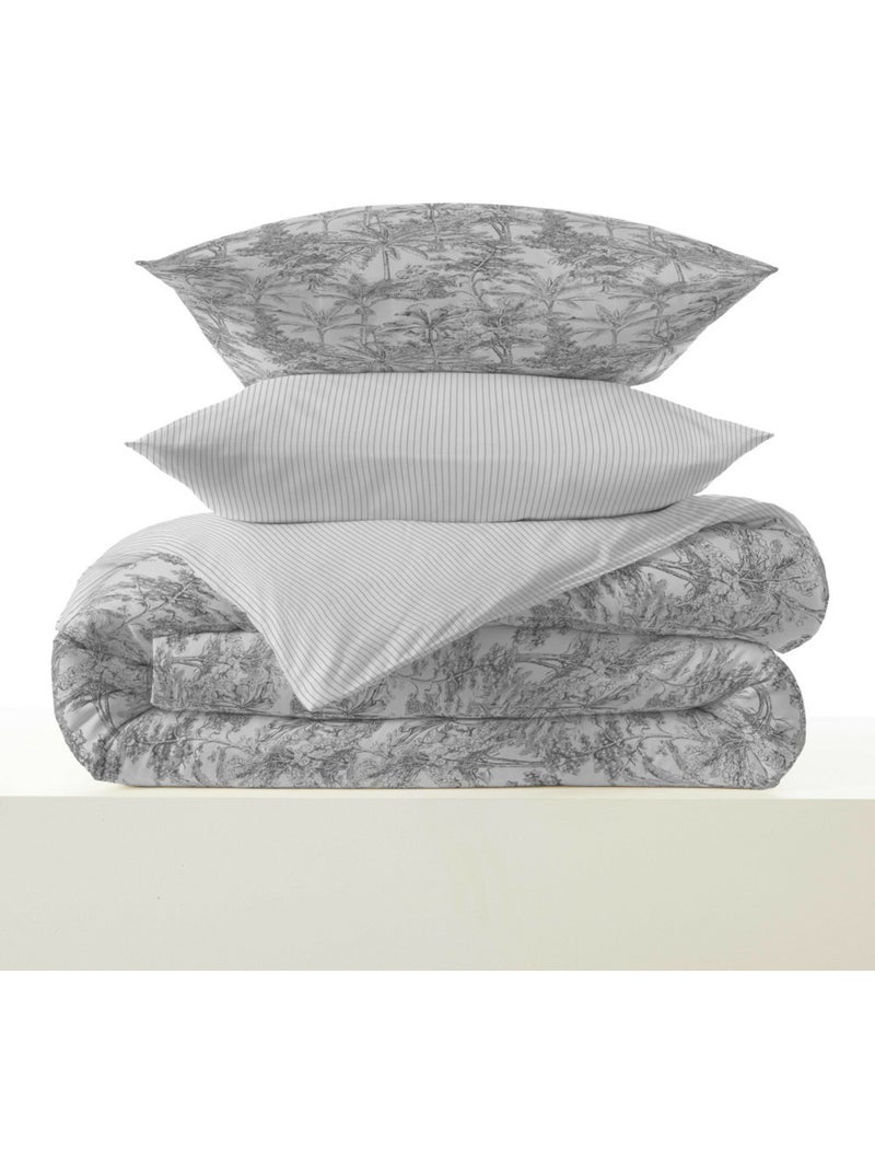 Pack évasion — housse de couette avec drap housse et 2 taies Gris - Kiabi