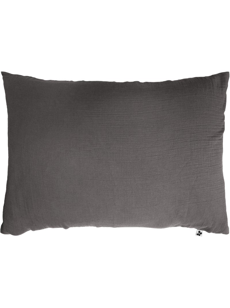 pack gaze de coton – parure de couette + drap housse + 2 taies Gris Granit - Kiabi