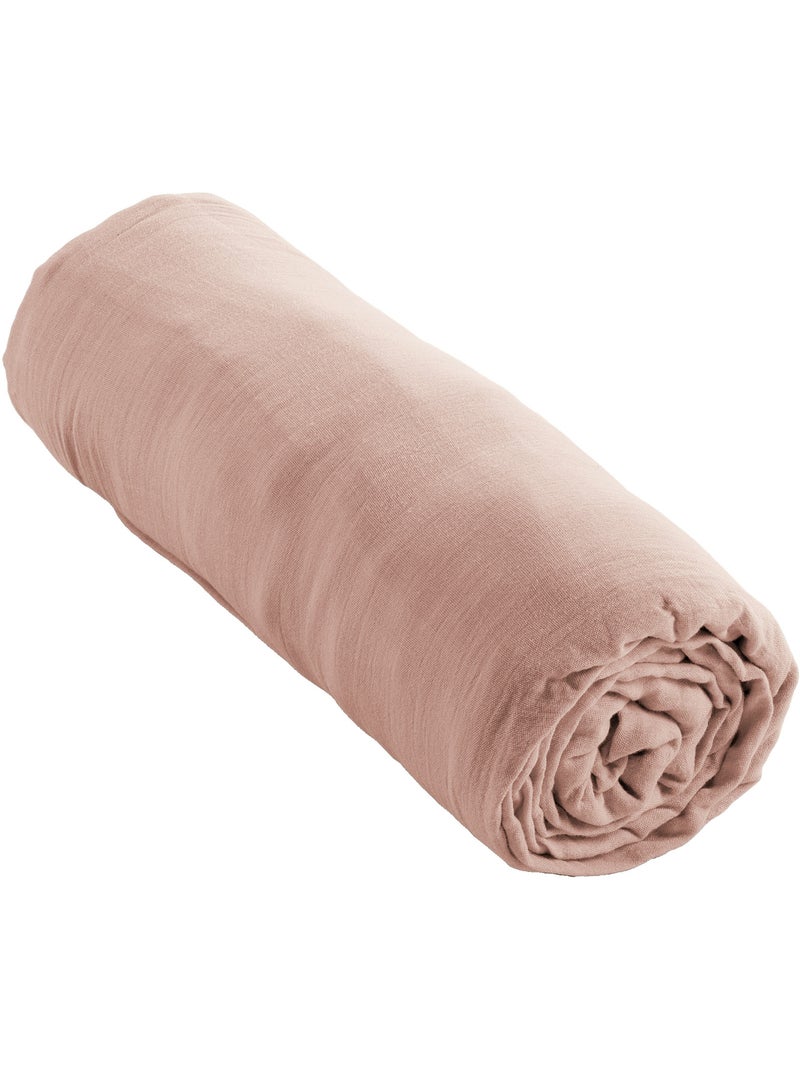 Pack gaze de coton – parure de couette + drap housse + 2 taies Rose poudré - Kiabi