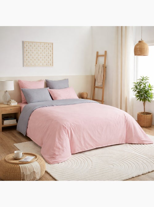 Pack HARMONIE 6 pièces Rose & Gris– Coton 57 fils – Housse 240x220 + Drap housse 140x190 cm - Kiabi Pack HARMONIE 6 pièces Rose & Gris– Coton 57 fils – Housse 240x220 + Drap housse 140x190 cm - Kiabi