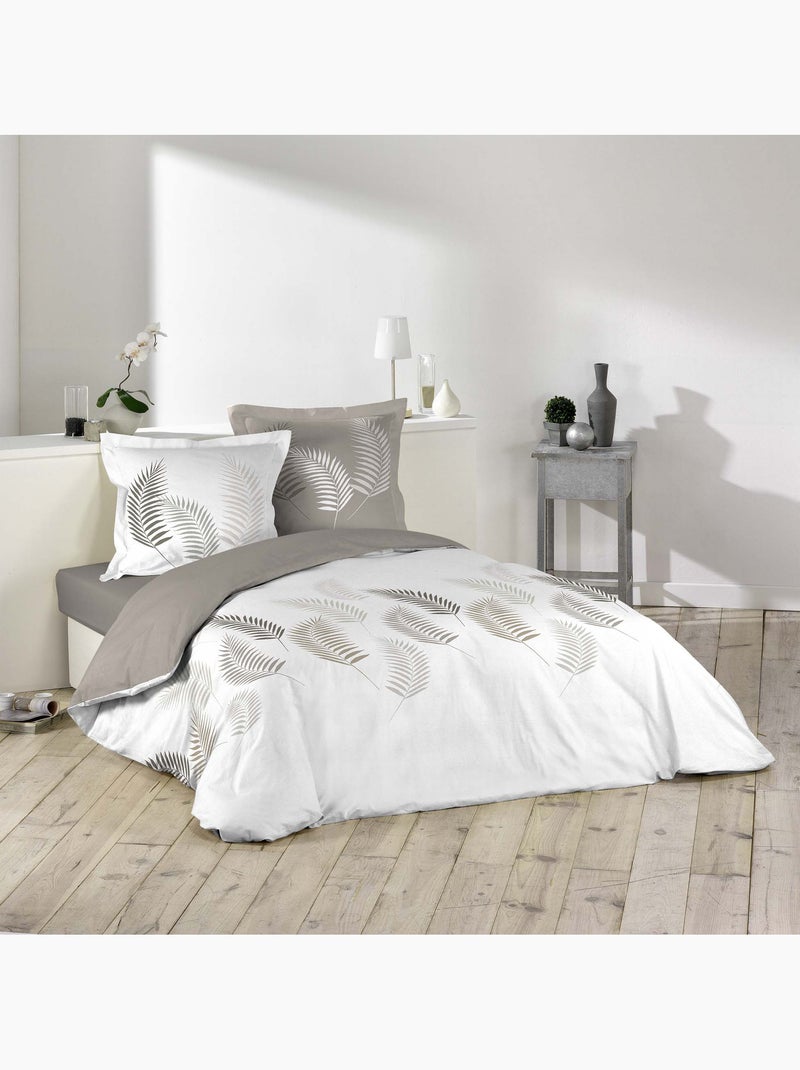 Pack housse de couette + drap housse 140x190 Gris Beige - Kiabi
