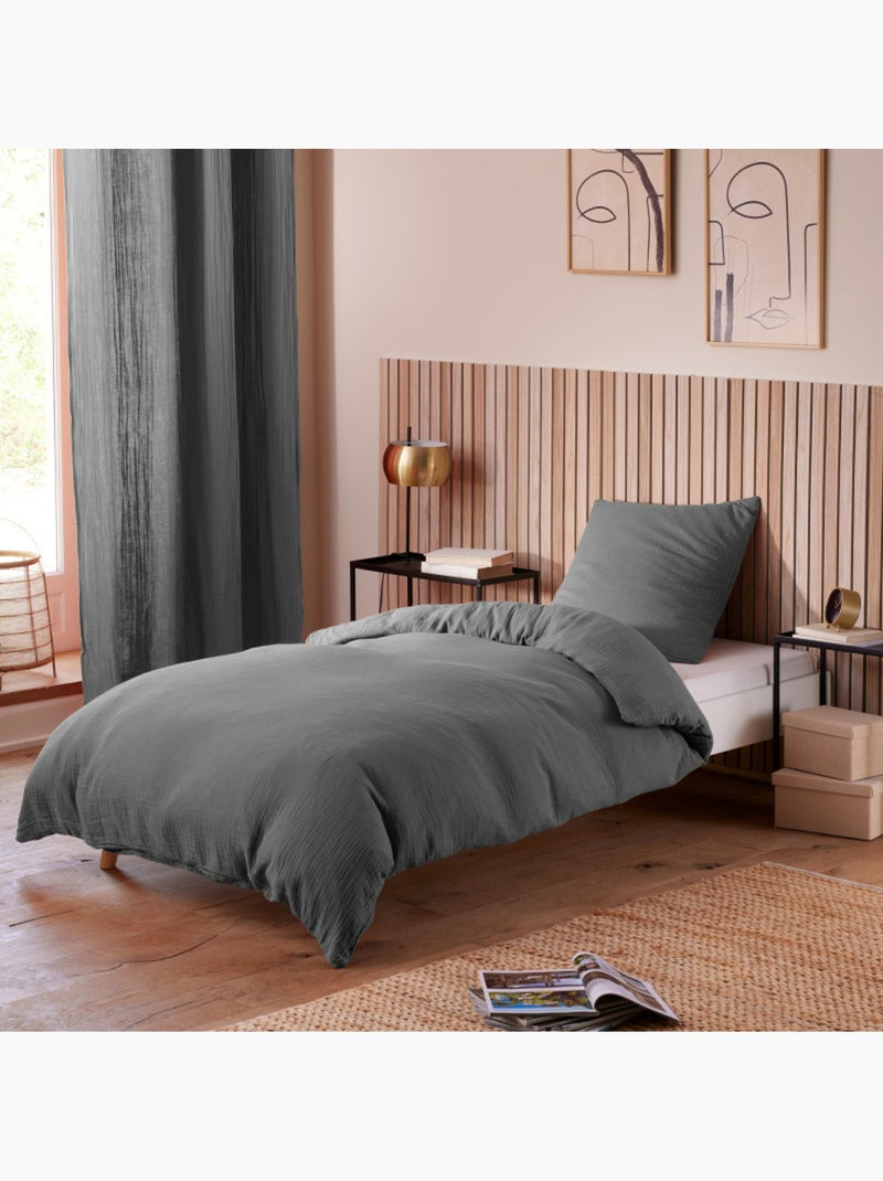 Pack Housse de couette  drap housse  Naturel Ardoise - Kiabi