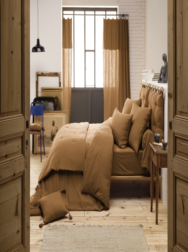 Pack housse de couette "Gaïa" toutes dimensions "Gaze de Coton" - Gaïa Camel - Pack 4 Pièces pour li Gris taupe - Kiabi