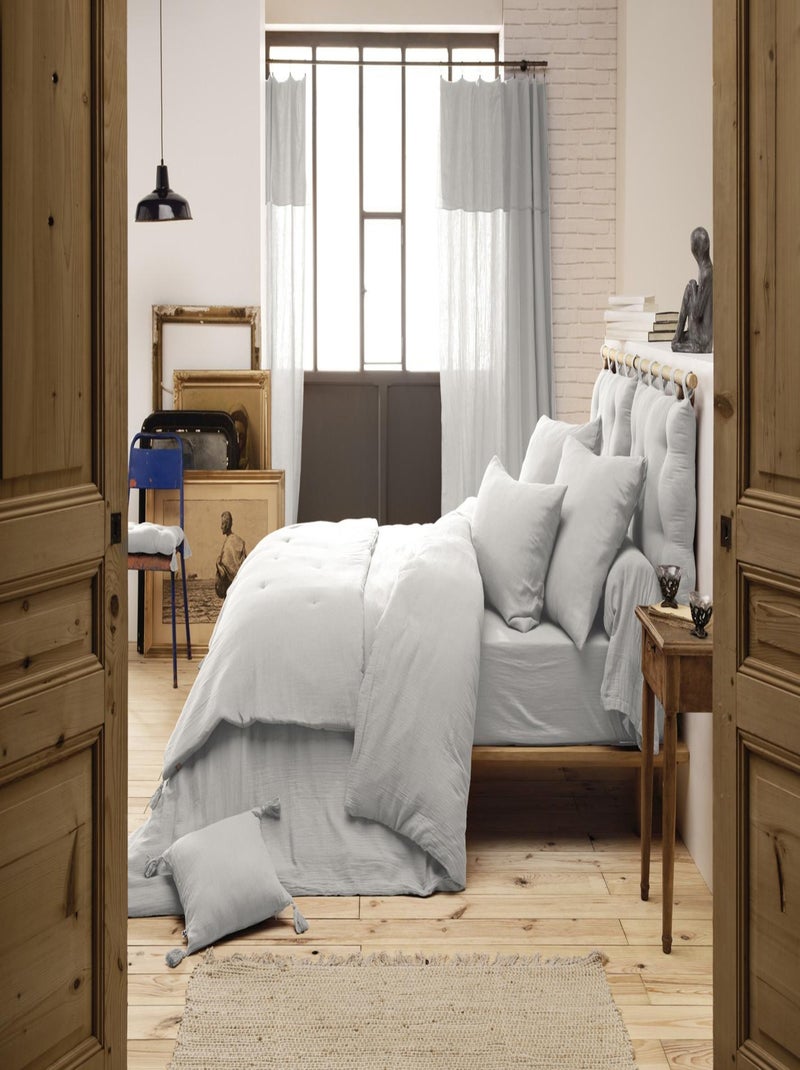 Pack housse de couette "Gaïa" toutes dimensions "Gaze de Coton" Bleu ciel - Kiabi
