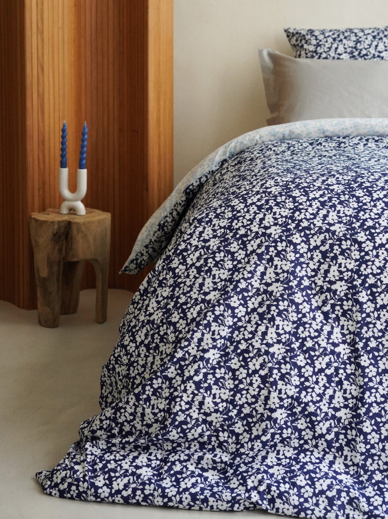 Pack Housse de couette + Taie(s) d'oreiller Coton Flora - DODO Bleu foncé - Kiabi