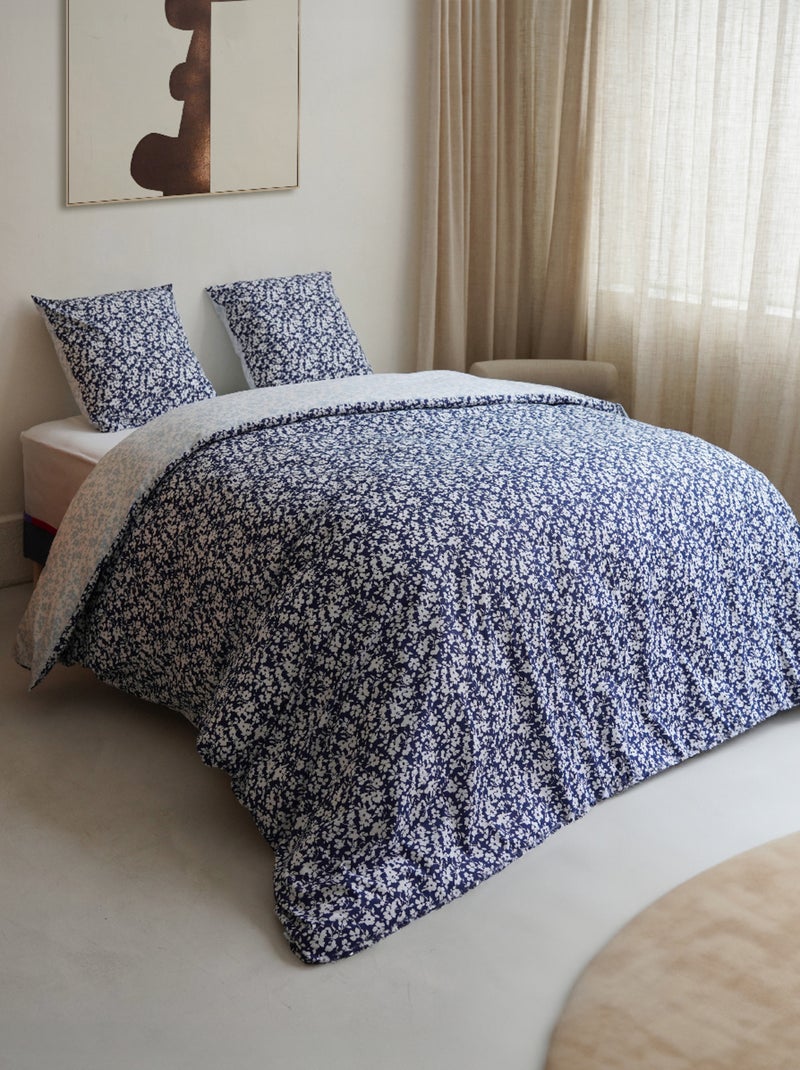 Pack Housse de couette + Taie(s) d'oreiller Coton Flora - DODO Bleu foncé - Kiabi