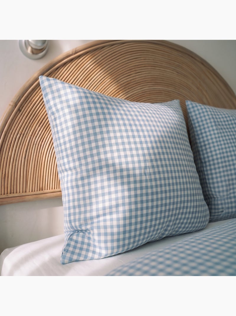 Pack housse de couette + taie(s) d'oreiller coton Vichy - DODO Bleu clair - Kiabi