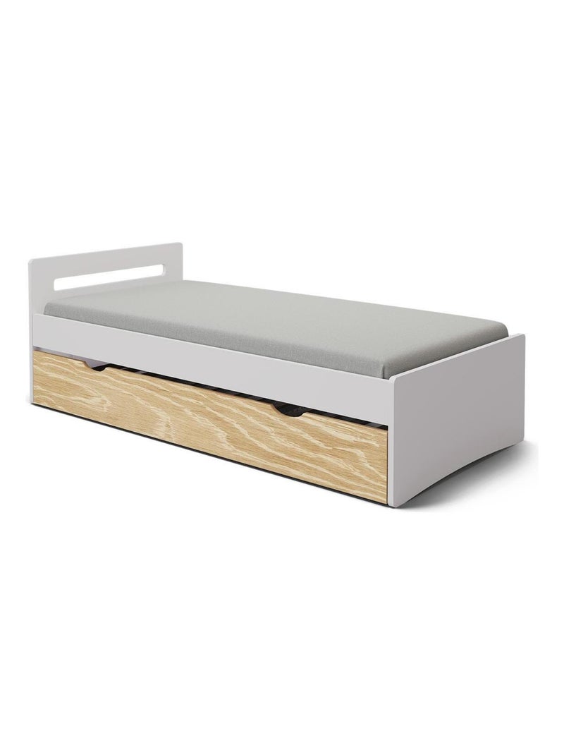 Pack lit gigogne avec matelas Leo - AKITEN RETAIL Blanc Marron - Kiabi