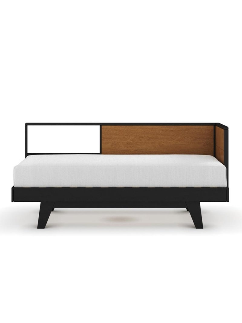 Pack lit méridienne gigogne avec matelas Clark - AKITEN RETAIL Noir Marron - Kiabi