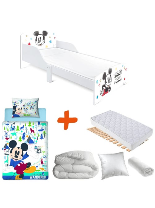Pack Lit Mickey Vintage Disney Blanc Vintage étoiles colorées 140x70 cm - Kiabi