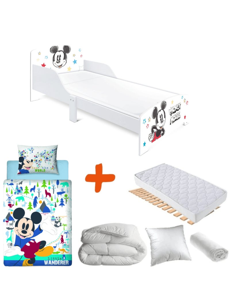 Pack Lit Mickey Vintage Disney Blanc Vintage étoiles colorées 140x70 cm Blanc - Kiabi