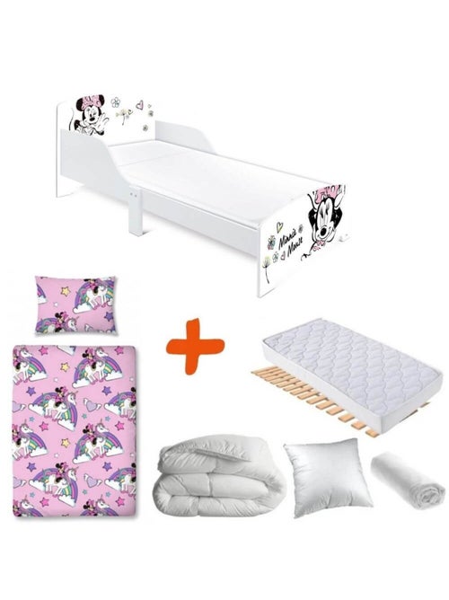 Pack Lit Minnie Vintage Disney Blanc Fleurs pastel  140x70 cm - Kiabi