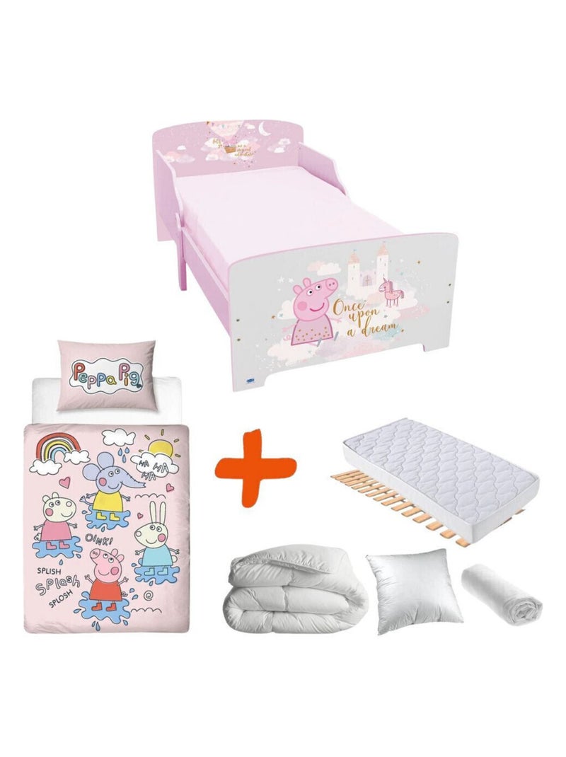 Pack Lit Peppa Pig avec Matelas et Textile complet - couchage 140x70 cm Vert - Kiabi