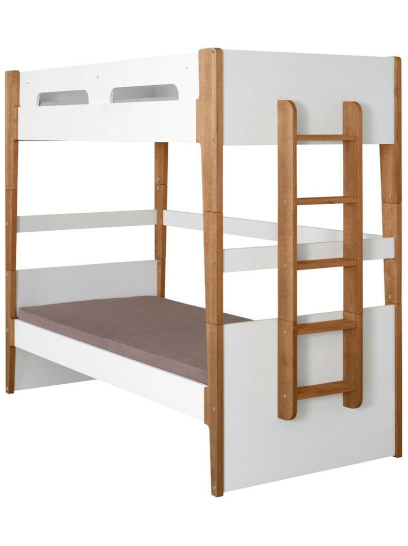 Pack lit superposé avec matelas Romy - AKITEN RETAIL Blanc Marron - Kiabi