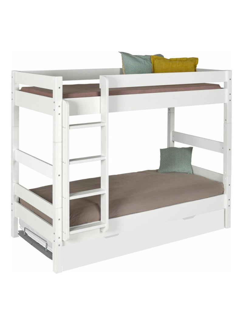 Pack lit superposé séparable gigogne avec matelas Aaron - AKITEN RETAIL Blanc Blanc - Kiabi