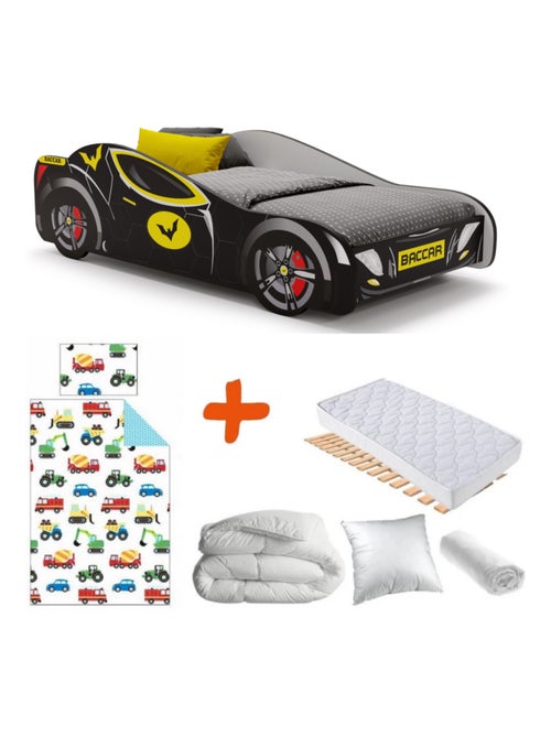 Pack Lit Voiture de course Batcar Noire 140 x 70 cm - Kiabi