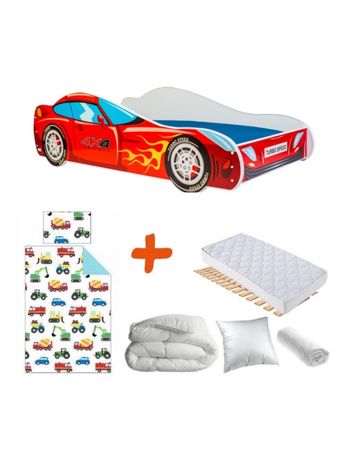 Pack Lit Voiture de course rouge TURBOSPEED - 140 x 70 cm - Kiabi Pack Lit Voiture de course rouge TURBOSPEED - 140 x 70 cm - Kiabi