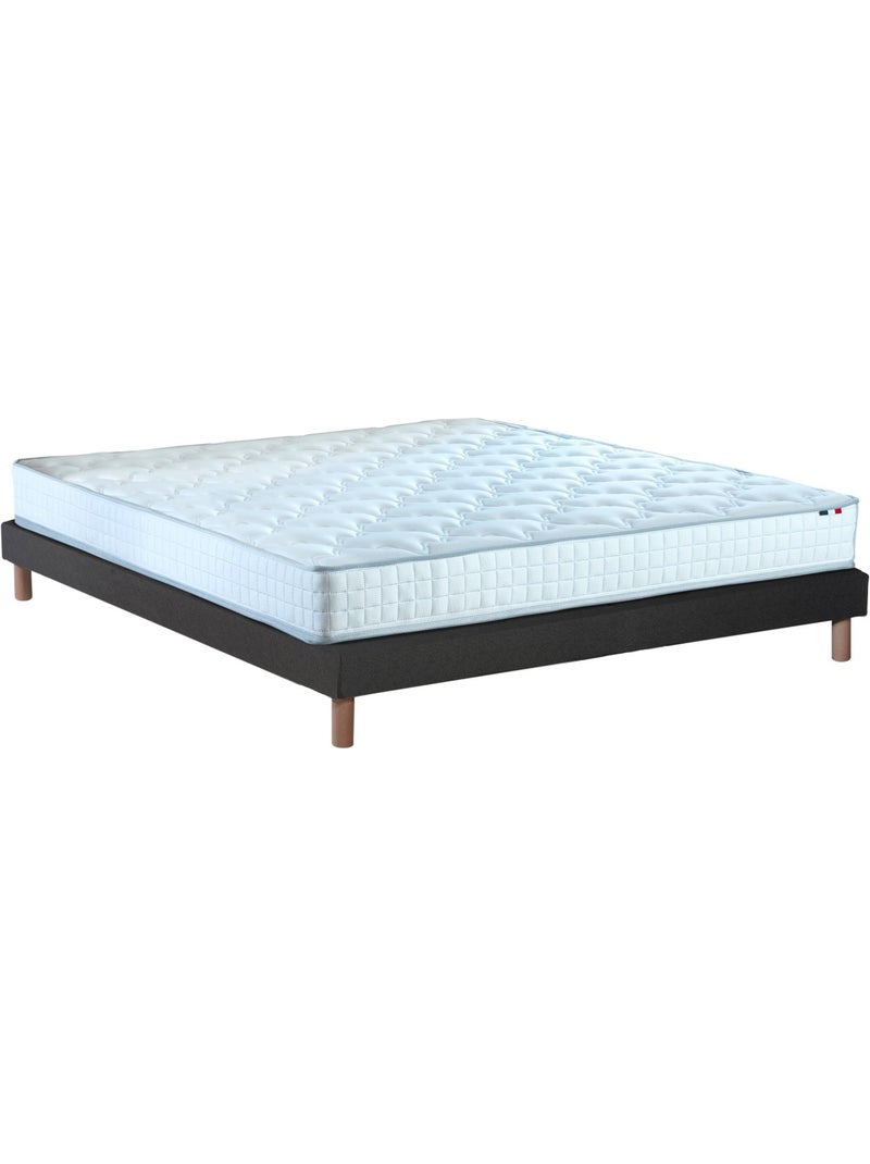 Pack literie ASTRE, matelas à ressorts et sommier en bois massif - 2x80 x 200 cm, Sommier - Noir gris anthracite - Kiabi
