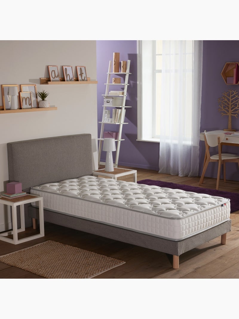 Pack literie ASTRE, matelas à ressorts et sommier en bois massif - 90 x 190 cm, Sommier - Gris chiné Blanc Gris - Kiabi