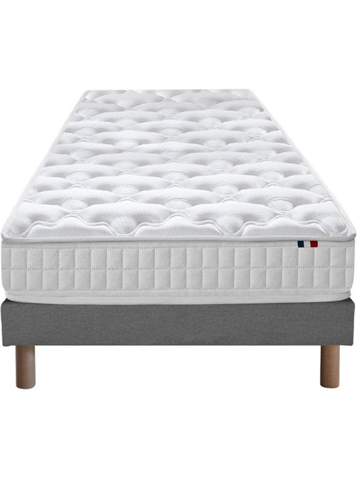 Pack literie ASTRE, matelas à ressorts et sommier en bois massif - Sommier - Gris chiné - Kiabi
