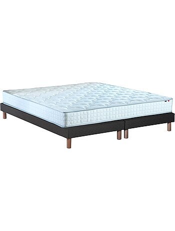 Pack literie astre, matelas à ressorts et sommier en bois massif - sommier - gris chiné