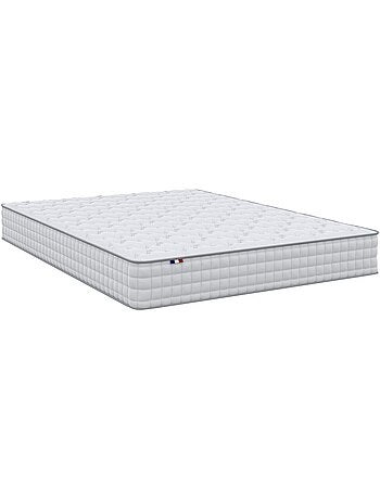 Pack literie ASTRE, matelas ressorts et sommier en bois massif - 2x80 x 200 cm, Sommier - Gris chin