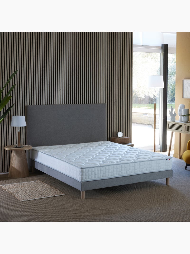 Pack literie complet ASTRE : matelas, sommier, couette et oreillers, made in France - 140 x 190 cm Blanc Gris - Kiabi