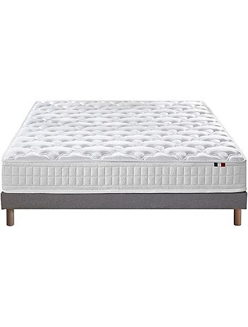 Pack matelas ASTRE ressorts sommier gris chiné 90x190