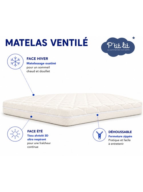 Pack Matelas B?b? 60x120 + Plan Inclin? ?toiles Dor?es + Prot?ge-Matelas - D?houssable et Sain - Kiabi Pack Matelas B?b? 60x120 + Plan Inclin? ?toiles Dor?es + Prot?ge-Matelas - D?houssable et Sain - Kiabi