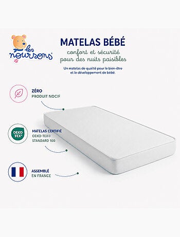 Pack matelas bébé 60x120 cm + plan incliné coton - confort souple et position idéale