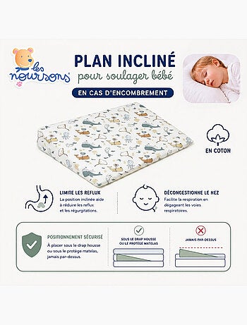 Pack matelas bébé 60x120 cm + plan incliné coton - confort souple et position idéale