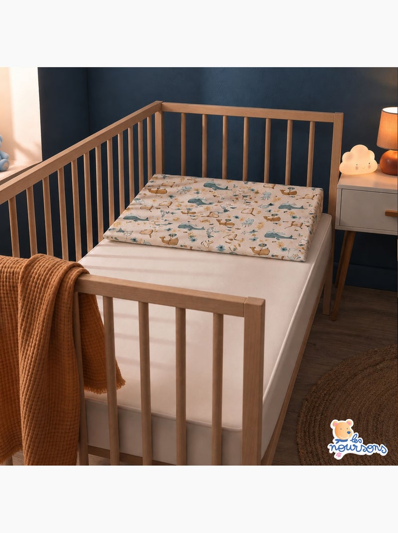 Pack matelas bébé 60x120 cm + plan incliné coton - confort souple et position idéale Blanc Beige Bleu - Kiabi