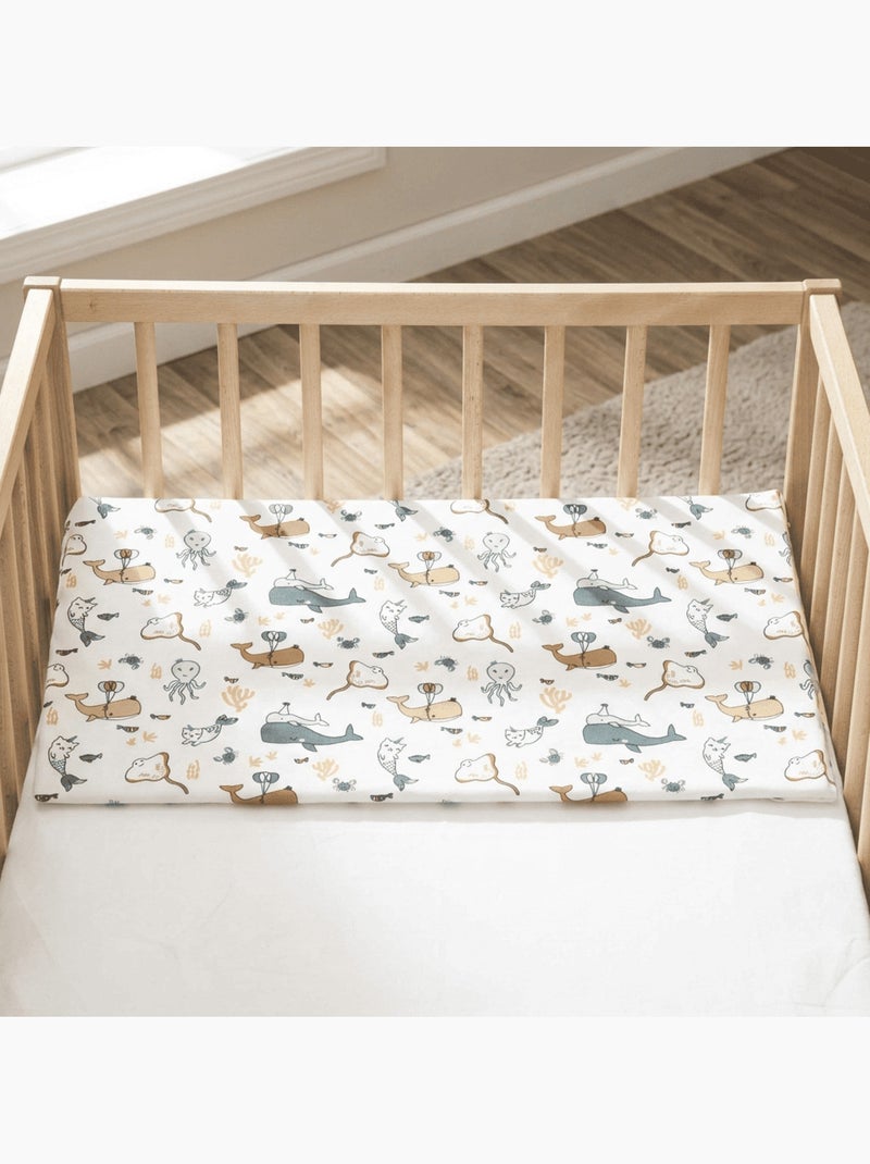 Pack Matelas Bébé 60x120 cm + Plan Incliné Coton Octopus - Confort Souple et Position Idéale Blanc Beige Bleu - Kiabi