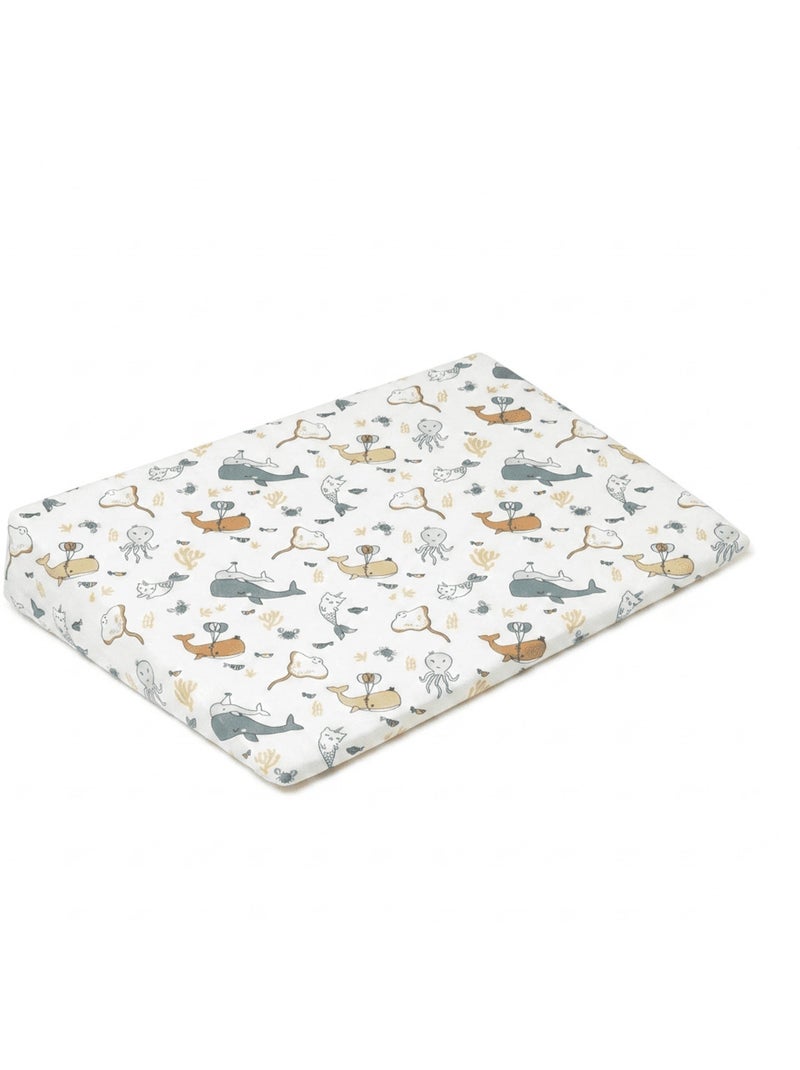 Pack Matelas Bébé 60x120 cm + Plan Incliné Coton Octopus - Confort Souple et Position Idéale Blanc Beige Bleu - Kiabi