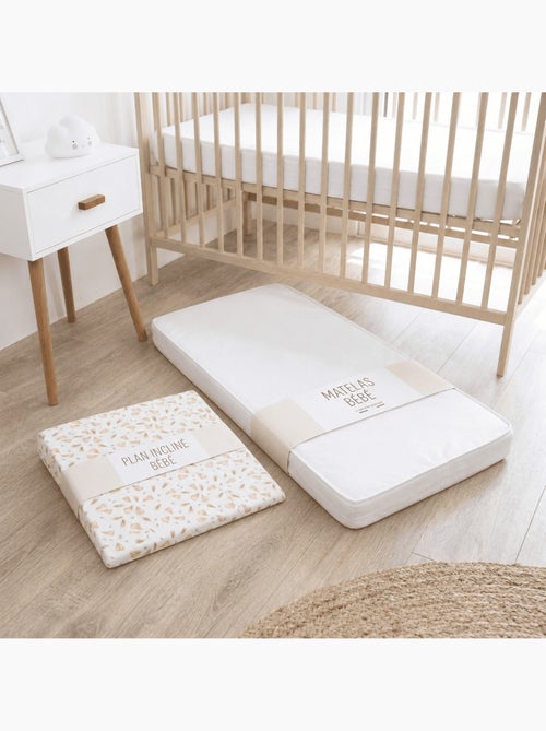 Pack Matelas Bébé 60x120 cm + Plan Incliné Coton Sweety - Confort Souple et Position Idéale - Kiabi