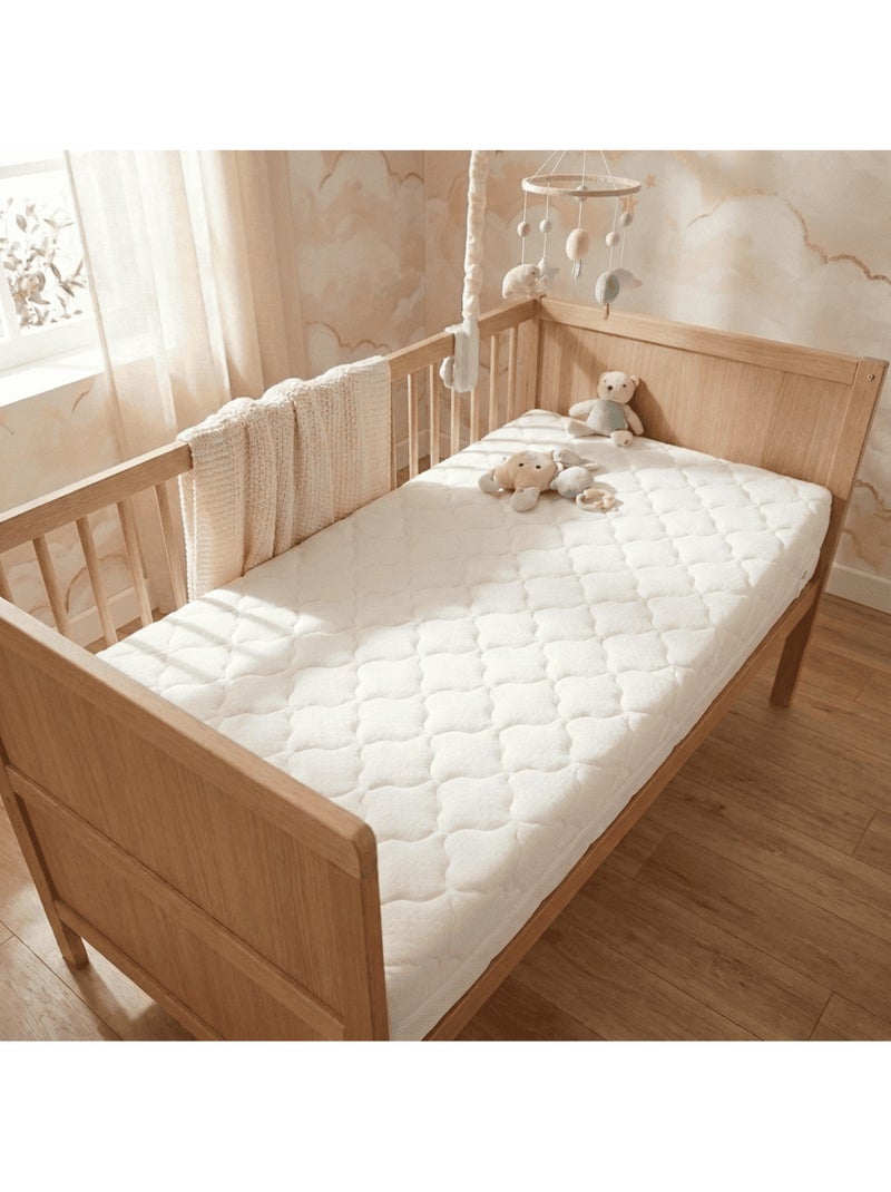 Pack Matelas Bébé 60x120 + Plan Incliné Étoiles Dorées + Protège-Matelas - Déhoussable et Sain Blanc - Kiabi